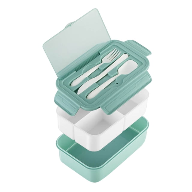 Dvkptbk Lunch Box Plastic Lunch Box Fresh-Keeping Box Microwave Oven Heating Sealed Thermal Insulation Bento Box Lunch Box with Tableware Camping Essentials