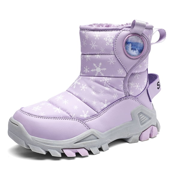 FhsagQ Boots Girls Cowboy Boots Size 5.5 Big Kids Children's Winter Solid Color Snow Boots Boys and Girls Non Warm Padded Thickened Boots Girls Cowboy Boots Size 4 Big Kid Purple 34