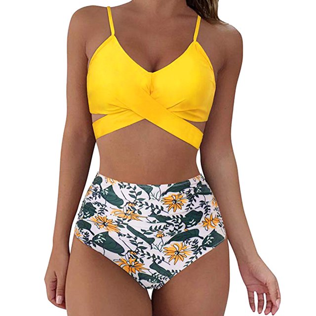 Gupgi Female Spaghetti Strap Bikini Tops+ Leopard Print Bikini Panties