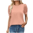 thumbnail image 1 of Liquidation! T-Shirt Grande Taille pour Femmes, Blouse à Manches Courtes d'Été pour Femmes, Blouses à Col Rond Mode Féminine Couleur Unie, 1 of 5