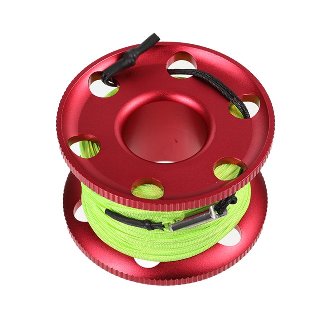 Wweixi Reel Professional Safety High Density Rope Lightweight Diving Tech Spool with Snap Hook Water Sports Accessories Red