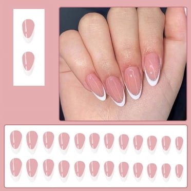 Herunwer Tip Press on Nails Medium Square, Press on Toenails Short Square, Pink Fake Nails Press ons Glossy False Nails and Toe Nails Set Acrylic Nails