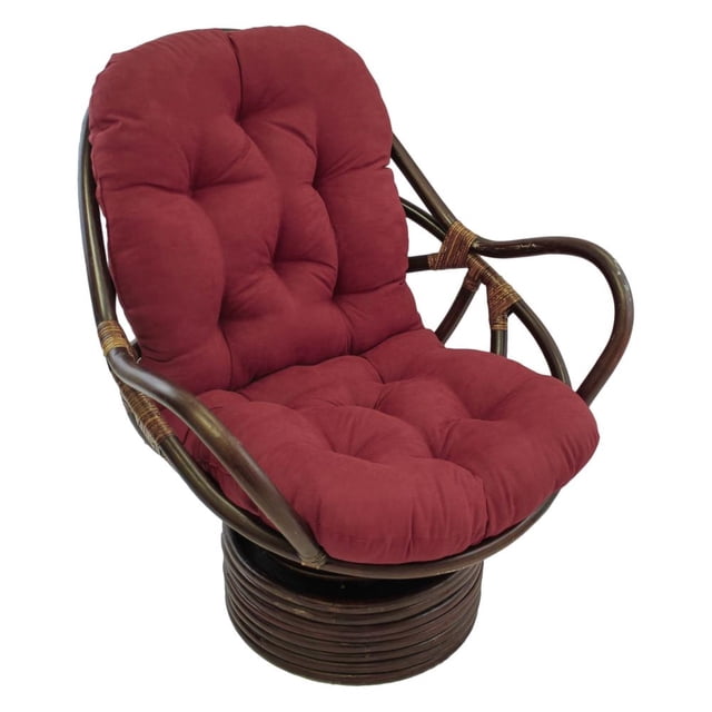 Blazing Needles Microsuede Tufted High Back Chair Cushion, 48" x 24", Red Wine