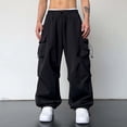 thumbnail image 3 of Mens Casual Waist Color Phone Pocket Pants Sports Hat Multi Woven Work Pants Cargo Pocket Foot Rope Solid Cargo Pants Relaxed Fit Pants Street Cargo Tie Pocket Pants Men Mens Cargo Pants, 3 of 9