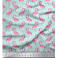 thumbnail image 1 of Soimoi Green Heavy Satin Fabric Flamingo Bird Fabric Prints By Yard 54 Inch Wide, 1 of 3