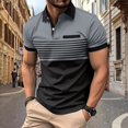 thumbnail image 2 of SHIXIAOO Men's Leisure Fashion Stripe Contrast Design Lapel Button Long Sleeve Tops Slipper with Memory Foam Raglan Shirt, 2 of 4