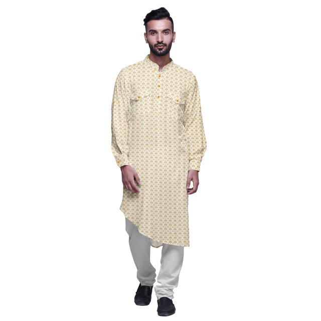 Atasi Rayon Ethnic Long Kurta For Boys Printed Party Wear Kurta For Men