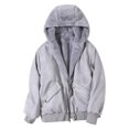 thumbnail image 1 of WEIYLL Fall Jackets for Women 2025 Reversible Plush Hooded Solid Color Thickened Warm Grey Fall Coats Size L, 1 of 3