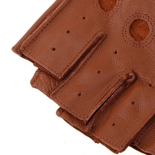 tredstone Gants Rétro en Cuir PU pour Hommes Sans Doigts pour Conduite et Vélo TG Brun Bouton