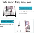 thumbnail image 4 of SUSUZI 63" Rolling Garment Rack with Wheels, 2 Storage Shelves, 66LBS Capacity Metal Coat Rack for Bedroom Cloakroom Laundry Room (Black), 4 of 6