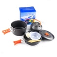 thumbnail image 2 of Camping Cookware Kit Kitchen Tableware with Folding Handle Camping Cooking Mess Kit Hiking Picnic Traveling Fishing Backpacking Cooking Supplies Orange, 2 of 9