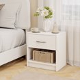 thumbnail image 2 of Costway Modern Nightstand Bedside Table with Drawer Open Storage Shelf for Small Spaces White, 2 of 10