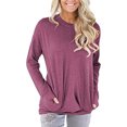 thumbnail image 1 of RXIRUCGD Tendance Décontracté Hauts à Manches Longues pour Femmes Articles en Liquidation Mode Femme T-Shirt à Col Rond à Manches Longues Été Uni avec Poche Blouse Ample Hauts Hauts pour Femmes, 1 of 6