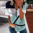 thumbnail image 2 of Birdeem Mode Femmes Été Col en V Manches Courtes Imprimé Fermeture Éclair T-Shirt Blouse Décontractée, 2 of 6