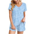 thumbnail image 2 of Birdeem Ensemble de Pyjama Confortable pour Femmes 2 Pcs Col en V Manches Courtes Ensemble de Sport, 2 of 5