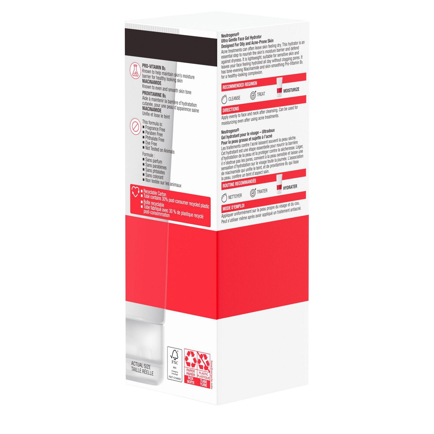 Gel hydratant ultradoux pour le visage Neutrogena, crème pour peaux sèches, niacinamide, vitamine B5, sans parabènes, non comédogène