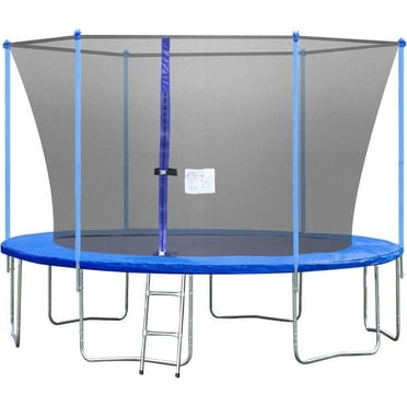 FDW Trampoline d'Extérieur avec Enceinte, Trampoline D\'entraînement Physique de 12 Pieds pour Enfants, Rembourrage de Recouvrement de Ressort en PVC, Noir