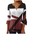 thumbnail image 1 of Birdeem T-Shirt Mode Imprimé pour Femmes Manches 3/4 Blouse Col en V Hauts Décontractés, 1 of 12