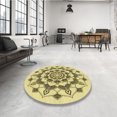 thumbnail image 4 of Ahgly Company Tapis d'Intérieur Lavable en Machine Carré Transitionnel Récolte Or, 6 Pieds Carré, 4 of 7