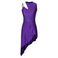 thumbnail image 4 of Aislor Robe de Danse Latine Salsa de Salle pour Femmes, Robe à Ourlet Asymétrique en Patchwork de Maille Transparente, Tenue de Danse, Violet, TTG, 4 of 7