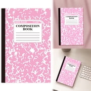 Hard Cover Composition Notebook, (1 Pack) Wide Ruled Marble Composition Notebook, 30 Sheets, Wide Ruled Composition Notebooks, White Paper Composition books, A5 Size, Black, 5.51x8.27"