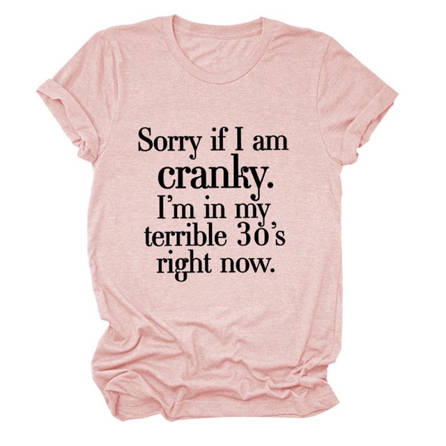 EQWLJWE Chemises pour Femmes Liquidation Femmes Manches Courtes Décontracté Femmes Décontracté Drôle Lettre Imprimée Col Rond Manches Courtes Hauts Blouse T-Shirt