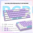 thumbnail image 3 of HAOAN T8 Clavier de Jeu 60 % 68 Touches Compact Mini Clavier Mécanique Filaire avec 18 Commutateurs Bleus Rétroéclairés RVB Chroma Câble de Clavier Bobiné USB-C pour PC Portable Mac XBOX - Bleu Blanc, 3 of 8