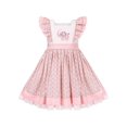 thumbnail image 1 of Girls Dress Vintage Pink Floral Square Collar Embroidery Layered Flutter Sleeve 5 Years, 1 of 6
