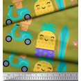 thumbnail image 3 of Soimoi Green Georgette Viscose Fabric Beech & Fun Party Print Fabric by the Yard 42 Inch Wide, 3 of 5