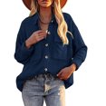 thumbnail image 5 of XZNGL Womens Long Sleeve Tops Womens Pockets Buttons Long Sleeve Tops Outwear Solid Color Turn-Down Collar Jacket Coat Womens Tops Long Sleeve Womens Jacket Winter Long Womens Coat, 5 of 5