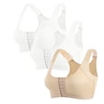 thumbnail image 1 of Xfvqtps 3PC Large Size Sports Bras for Women Back Mesh Cross Buckle Strap Front Multi Row Buckle No Underwire Breathable Yoga Bra Multicolor-07, 1 of 8