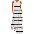 thumbnail image 1 of Dvkptbk Women's 2024 Robes d'Été Mode à Rayures Imprimées Sans Manches à Col en V à Étages Fluides Robe de Plage Vacances Fête Longue Robe Débardeur Maxi, 1 of 5