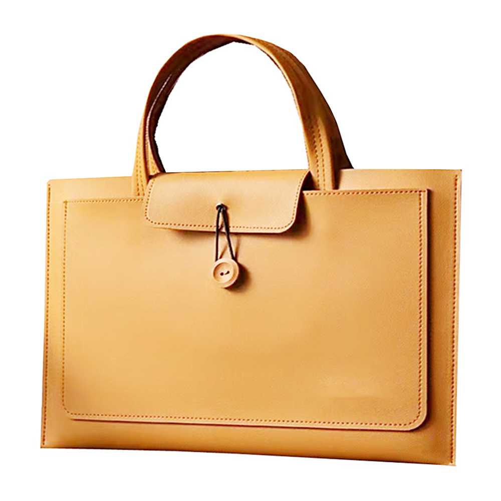Portable Laptop Bag Large Capacity Handheld Laptop Bag Wear-resistant PU Business Computer Bag Orange 15.6