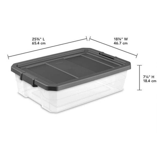 Sterilite 40 Qt Clear Plastic Under Bed Storage Tote and Latch Lid