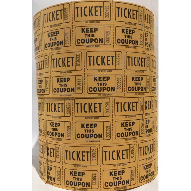 The Ticket Gurus-Rafle Billets - (4 Rouleaux de 2000 Billets Doubles) 8 000 Total 50/50 Billets de Tirage-(4) Rouleaux Orange