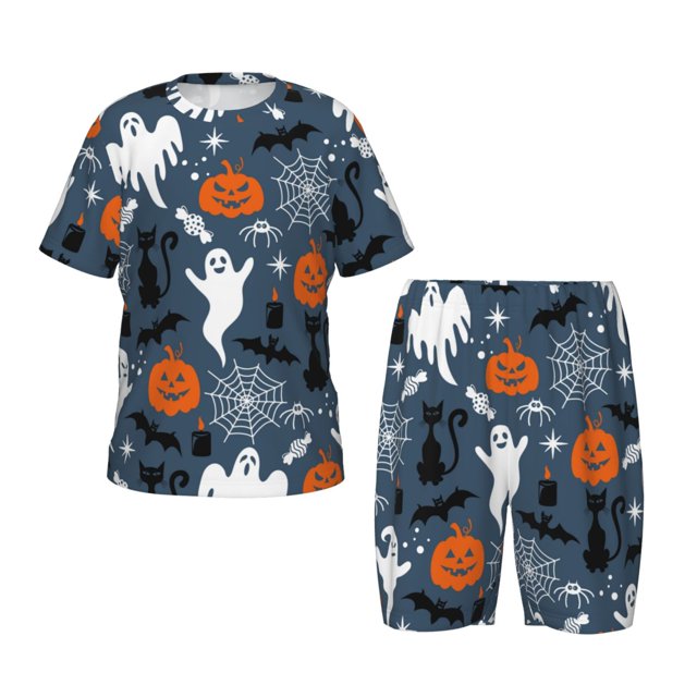 Wukai Ensemble de Pyjama Imprimé Halloween Manches Courtes et Sommeil pour Enfants, 2 Pcs-4TG
