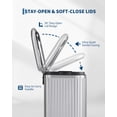 thumbnail image 3 of 12L Stainless Steel Step Trash Can with Soft Close Lid and Removable Bucket, Rust-Resistant Fluted Finish, Fingerprint-Proof, Odor Control, Anti-Slip Base, Stay-Open Lid, 26.5x22.3x38.8 cm, 3 of 6