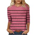 thumbnail image 1 of Blouses pour Femmes T-shirt Imprimé Mi-Long Manches 3/4 Blouse Col Rond Hauts Décontractés, 1 of 1