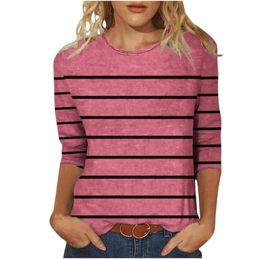 Blouses pour Femmes T-shirt Imprimé Mi-Long Manches 3/4 Blouse Col Rond Hauts Décontractés