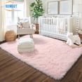 thumbnail image 2 of SUSUZI 5' x 7' Shaggy Area Rug, 2 Inch Thick Fluffy Plush Carpet with Non-Slip PVC Back, Soft Polypropylene Floor Rug for Bedroom Living Room Kids Room Home Décor, Pink, 2 of 5
