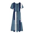 thumbnail image 4 of FAIWAD Robe à Manches Courtes pour Femme Grande Taille, à Blocs de Couleur, Robe d'Été Décontractée, Fluide, Coupe Trapèze, avec Poches, 4 of 4