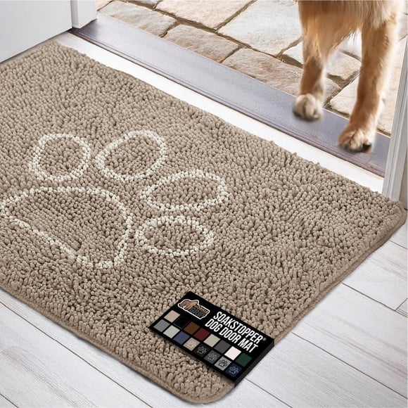 GORILLA GRIP Dog Doormat Absorbent Doormats for Muddy Dogs Paws 48x30 Machine Washable Soakstopper Rugs Cleaner Floors US Designed Pet Bed Door Mat Indoor Entrance Pets Rug Beige Ivory