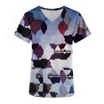 thumbnail image 3 of SDNall Veste de Travail Protectrice à Col en V Rétro à Blocs de Couleur Scintillante Imprimée à Manches Courtes avec Poche, Hauts pour Femmes, Vestes pour Femmes, Hauts à Manches 3/4 pour Femmes, 3 of 4