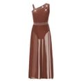 thumbnail image 3 of RUNQHUI Jupe Longue en Tulle Sans Manches Brillante pour Filles, Robe de Danse, Marron 14, 3 of 6