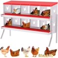 thumbnail image 1 of Chicken Nesting Box, 10 Compartment Metal Chicken Nesting Boxes for Chicken Coop, Easy Egg Collection, Easy Cleaning, Chicken Laying Boxes with Bracket Legs for Hens, Red, 1 of 7