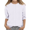 thumbnail image 1 of FAOWME T-Shirt Mode Fille Couleur Unie Col Rond Décontracté Confortable Blanc 4-5 Ans, 1 of 4