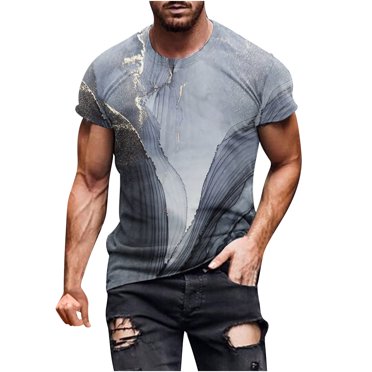 QIPOPIQ T-Shirts à Manches Courtes pour Homme à Col Rond Nouveau Motif Drôle Chemise Hawaïenne Mode Été T-shirt pour Homme Imprimé T-shirt de Sport Manches T-Shirts et Cadeau pour Père et Lui 2024 Liquidation Gris TG