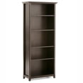 thumbnail image 1 of Simpli Home Amherst Solid Wood 70" Tall 5-Shelf Bookcase in Hickory Brown, 1 of 7