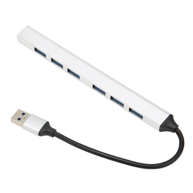 7 In 1 USB3.0 Hub, Practical Heat Dissipation USB3.0 Hub Silver For Desktop