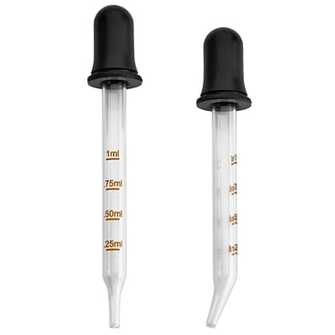 MEDca Calibrated Glass Medicine Droppers, 1 mL – 2 Pack (Bent and Straight Tips)
